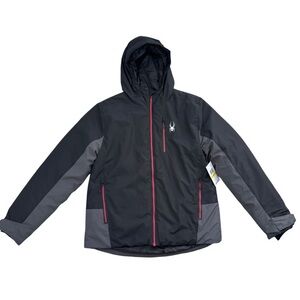 Men’s SPYDER gray, black and red City-to-Slope Ski Jacket medium